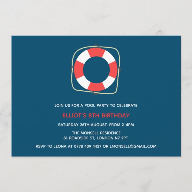 Pool Party Geburtstagseinladung Einladung (Vorderseite)