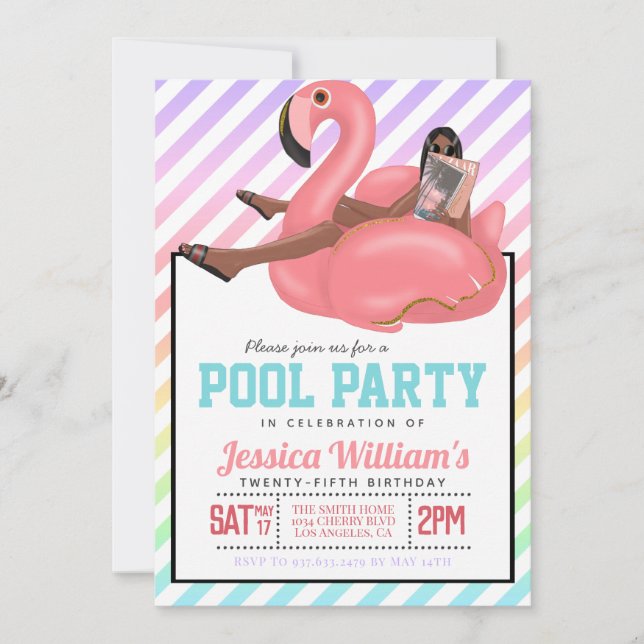 Pool Party Geburtstagseinladung Einladung (Vorderseite)