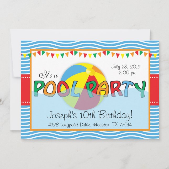 Pool Party Geburtstagseinladung Einladung (Vorderseite)