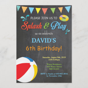 Pool Party Geburtstagseinladung Splish Splash Boy Einladung