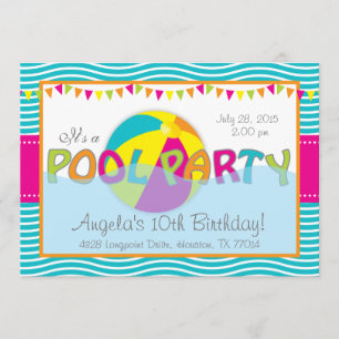 Pool Party Geburtstagsmädchen Einladung
