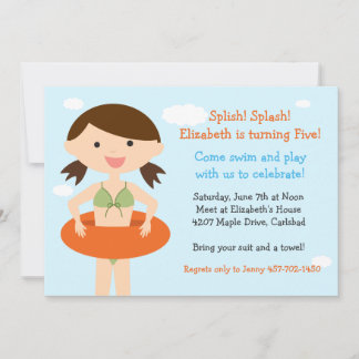 Pool Party Geburtstagsparty Einladung