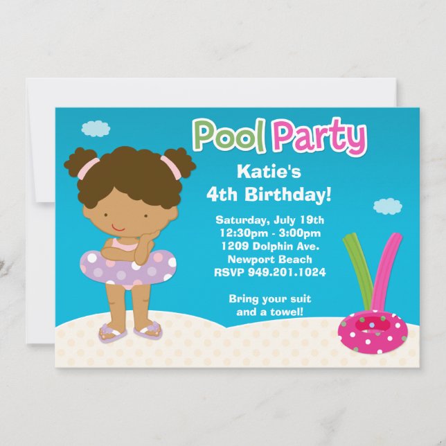 Pool Party Geburtstagsparty Einladung (Vorderseite)