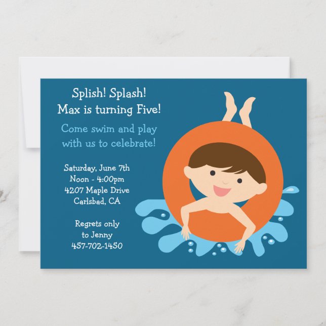 Pool Party Geburtstagsparty Einladung (Vorderseite)