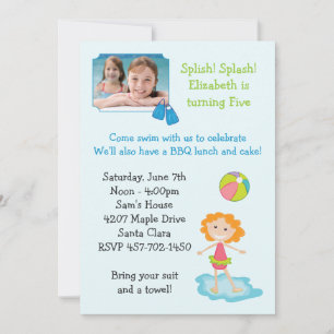 Pool Party Geburtstagsparty Einladung