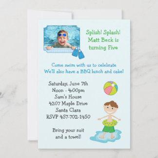 Pool Party Geburtstagsparty Einladung