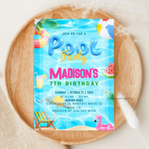 Pool Party Geburtstagsparty Einladung