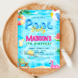 Pool Party Geburtstagsparty Einladung