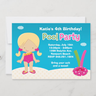 Pool Party Geburtstagsparty Einladung