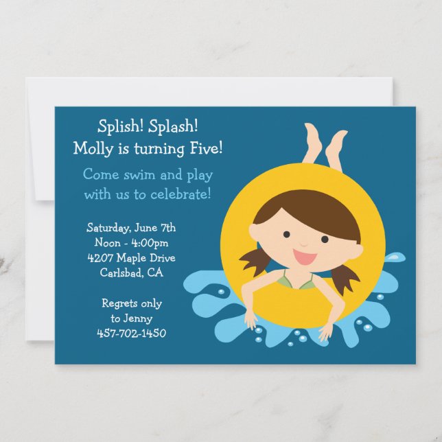 Pool Party Geburtstagsparty Einladung (Vorderseite)