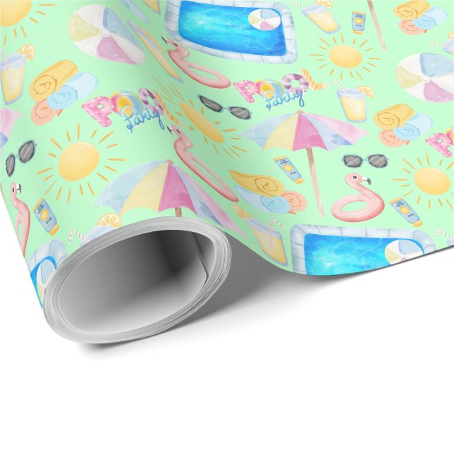 Pool Party Gift Wrapping Paper - Green Geschenkpapier (Rolleneckpunkt)