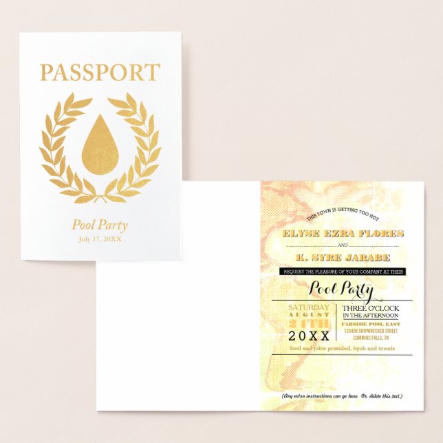 Pool Party Gold Foil Passport Folienkarte (Anzeige)
