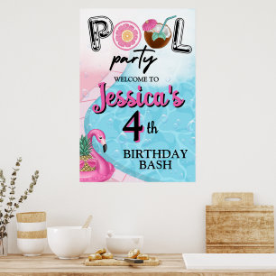 Pool Party hell und farbenfroh Poster
