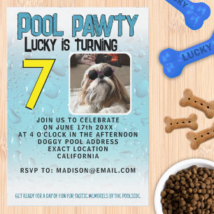 Pool-Party-Hund Geburtstagsfeier mit individuellem Einladung