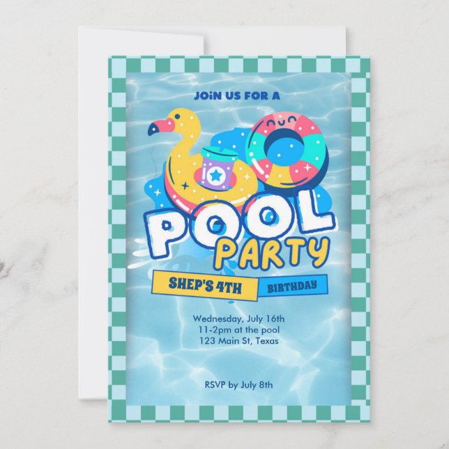 pool party invitation einladung (Vorderseite)