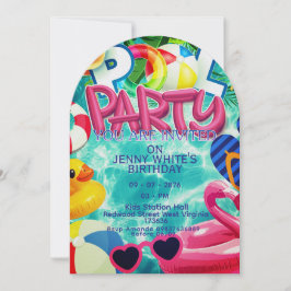 Pool party kids invitation  einladung