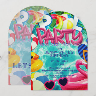 Pool party kids invitation  einladung