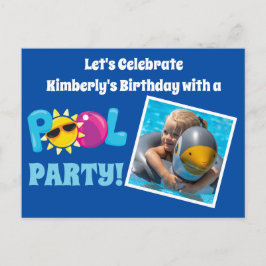 Pool Party Kinder Foto Vorlage Blue Birthday Party Postkarte