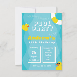 Pool Party - Kinder Themenabend Geburtstagsparty E Einladung