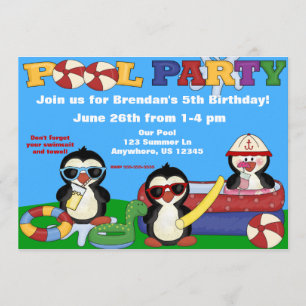 Pool Party Kindergeburtstag Einladung