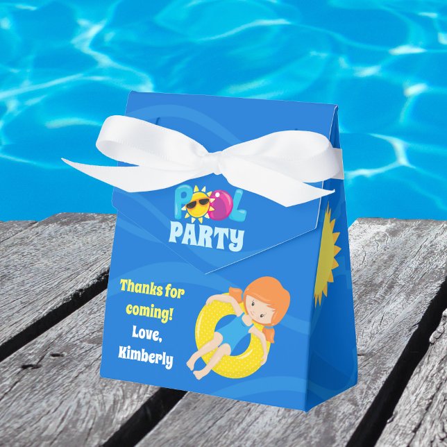 Pool-Party-Kindergeburtstag Niedliche benutzerdefi Geschenkschachtel (Von Creator hochgeladen)