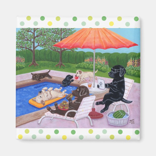 Pool Party Labradors 2 Magnet (Vorne)