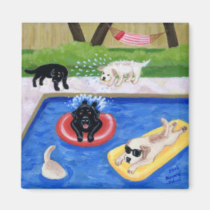Pool-Party Labradors Malerei Magnet