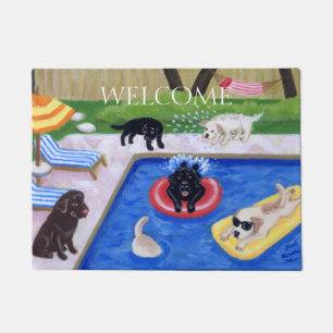 Pool-Party Labradors Spaß-Malerei Fußmatte