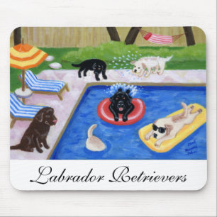 Pool-Party Labradors Spaß-Malerei Mousepad