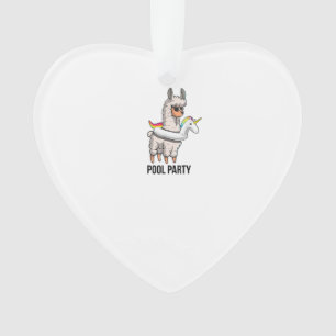 Pool Party Lama Einhorn Float Shirt Lustiges Lama Ornament