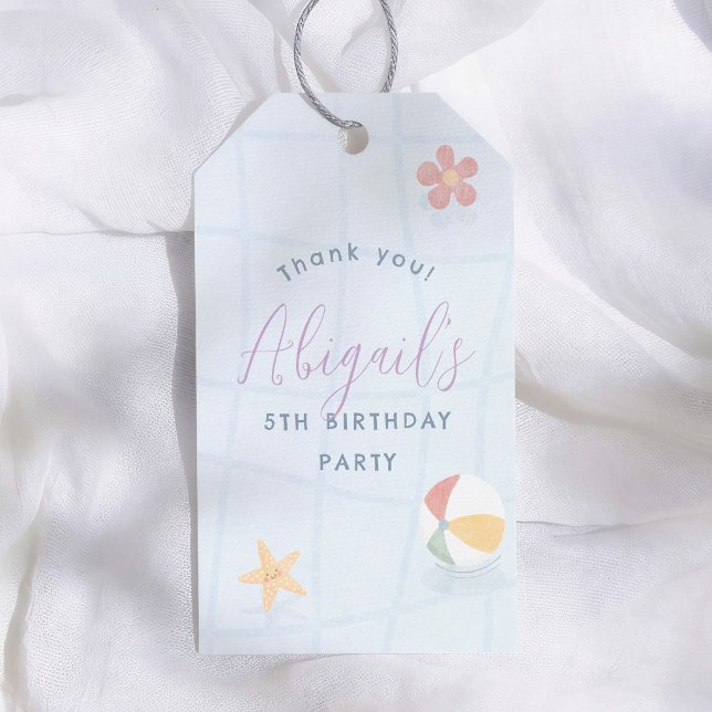 Pool Party Lila Mädchen Geburtstag Danke Geschenkanhänger (Von Creator hochgeladen)