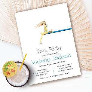 Pool Party Minimalistische Einladung