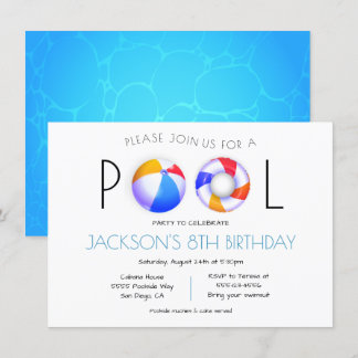 Pool Party Minimalistische Einladung