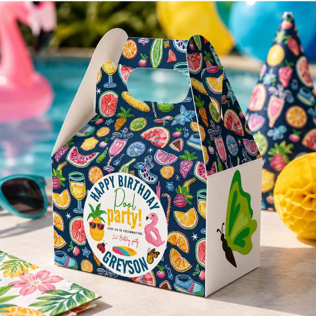 Pool-Party | Modern Summer Themed Birday Party Geschenkschachtel (Pool Party | Modern Summer Themed Birthday Party Favor Boxes)