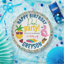 Pool-Party | Modern Summer Themed Birday Party Pappteller