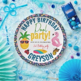 Pool-Party | Modern Summer Themed Birday Party Pappteller