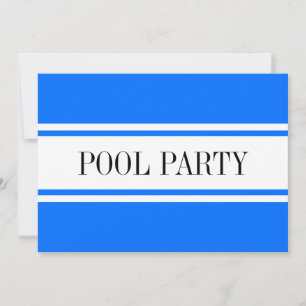 POOL PARTY Nautical Blue White Racing Streifen Feiertagskarte