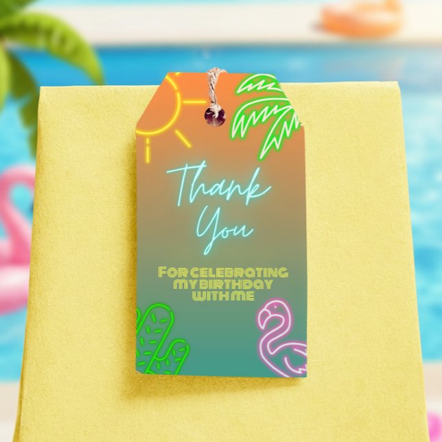 Pool Party Neon Favor Tag Geschenkanhänger (Pool Party Neon Favor Tag)