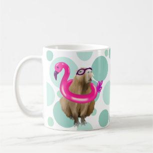Pool Party Niedlich Capybara mit rosa Flamingo Flo Kaffeetasse