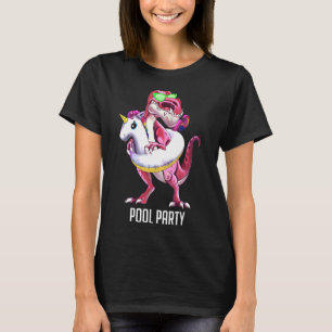 Pool Party Niedlich Dinosaurier Einhorn Float Summ T-Shirt