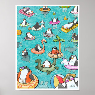 Pool Party Pinguine Poster