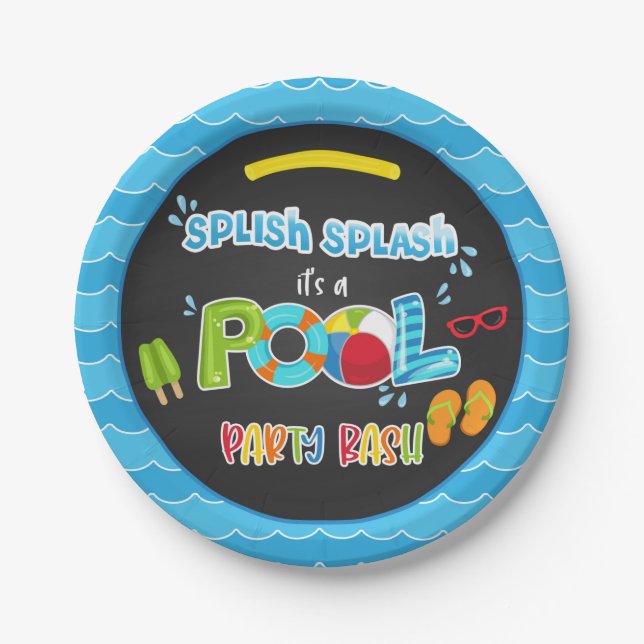 Pool Party Plate - Boy BL Pappteller (Vorderseite)