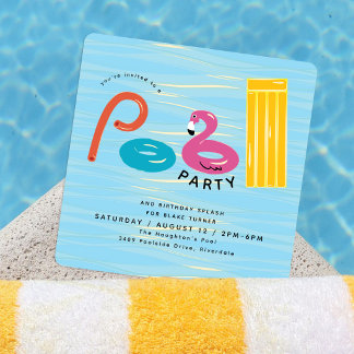 Pool Party | Pool Schwimmhilfen Geburtstagssplash Einladung