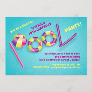 Pool-Party-Pool spielt Geburtstags-Einladung Einladung