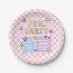 Pool Party Preppy Varsity Patch Geburtstagspartei Pappteller