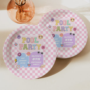 Pool Party Preppy Varsity Patch Geburtstagspartei Pappteller