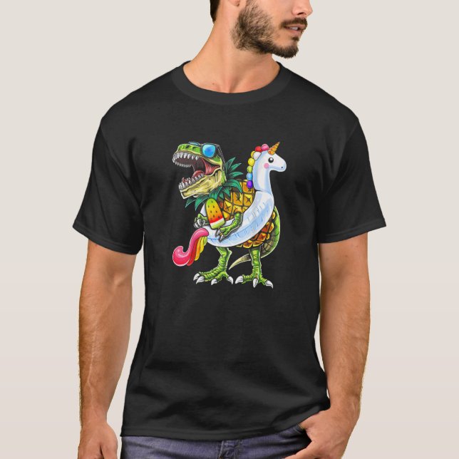 Pool Party Rex Dinosaur Einhorn Float Summer Vacat T-Shirt (Vorderseite)