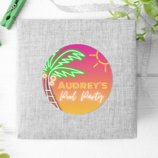 Pool Party Rosa Neon Runder Aufkleber