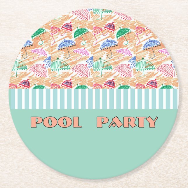 POOL-PARTY RUNDER PAPPUNTERSETZER (Vorderseite)