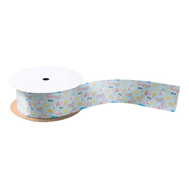 Pool Party Satin Ribbon in Blue Satinband (Spule)